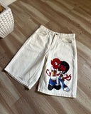 Advbridge Hip-hop Trend Brand Streetwear Five-quarter Pants Gothic Punk Anime Print Baggy Jeans Men Y2K Harajuku Fashion Casual Shorts