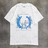 Advbridge American High Street Retro Printed Tops Gothic Punk Summer Pure Cotton Oversized T-shirt Trendy Brand Casual Loose Short Sleeves