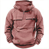 Advbridge Autumn Winter Men's Hoodie Multi Pocket Long Sleeve Zipper Hooded Pullover European Retro Tops Vintage Safari Style Sweatshirts