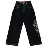 Advbridge 90s Streetwear Jeans Streetwear Y2K Mens Hip Hop Graphic Print Retro Blue Baggy Jeans Denim Pants New Gothic High Waisted Wide Trousers 1017