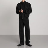 Advbridge Men's fashion, jacket, black jacket, men's wind-up, casual jumper, classic, solid color, high Quilty jacket