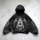 Advbridge Gothic Punk Style Retro Harajuku Y2K Clothing American Hip-hop Street Anime Print Hoodie Men Trendy Casual Oversized Sweatshirt