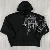 Advbridge Gothic Punk Graphic Print Oversized Sweatshirt Hip-Hop Rock Black Casual Loose Hoodie Men Trendy Harajuku Retro Y2K Streetwear