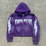 Advbridge Y2k Long Sleeved Pullover Hoodie Vintage Zipper Embroidered 3d Pattern Sweatshirt Streetwear Tops Winter Boots School Outfit New