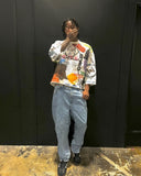 Advbridge Gothic Punk Style Printed Graphic T-shirt American Retro Oversized Long-sleeved Men Y2K Harajuku Street Hip-hop Casual Loose Top