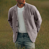 Advbridge Spring Autumn Men Solid Color Jacket Double Pocket Casual Loose Fit Lapel Coat Trendy Fashion Outerwear Outerwear Streetwear