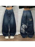 Advbridge American Harajuku Retro Washed Black Baggy Jeans Men And Women Y2K Street Fashion Leisure Gothic High Waisted Wide Leg Trousers