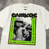 Advbridge Hip-hop Street Fashion Brand Clothing Gothic Punk Dark UZI Printed Oversized T-shirt American Retro Pure Cotton Casual Tops Men