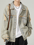 Advbridge American Style Vintage Men Denim Jacket  Spring Autumn Loose Wash Jean Coat Retro Nostalgia Trend Holes Cowboy Outwear Top Male