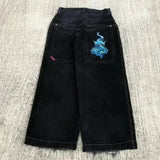Advbridge Jeans Y2K Pants Harajuku Hip Hop Graphic Retro Black Baggy Jeans Mens New Punk Rock Gothic High Waist Wide Leg Trousers