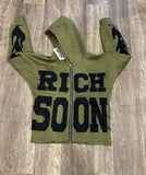 Advbridge 90s Streetwear Trendy Brand Crying Face Letter Embroidered Zipper Hoodie Men Y2k Retro Harajuku Jacket Hip-hop Rock Casual Oversized Sweatshirt