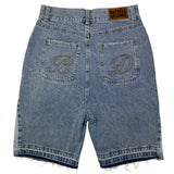 Advbridge 90s Streetwear Y2K Retro Denim Shorts Washed Tassel Alphabet Embroidery Pattern Jorts Men Harajuku Hip Hop Trend Versatile Unisex Baggy Shorts