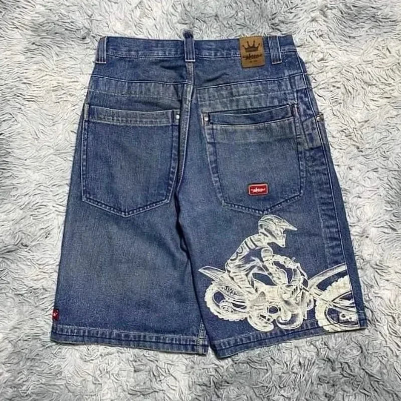 Advbridge 90s Streetwear American New Letter Embroidery Wash Jeans Shorts Y2K Street Fashion Harajuku Vintage Oversized Jeans Male Gothic Punk Shorts