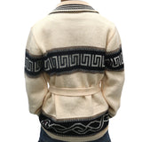 Advbridge Autumn Winter Men Thicken Jacquard Knitted Cardigan Coat Vintage Turndown Collar With Waistband Thick Needle Sweater Streetwear