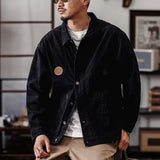 Advbridge American Retro Heavyweight Men Workwear Jacket Safari Style Shirts Spring  Autumn Long sleeve Hunting Tops Casual Loose Coat
