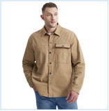 Advbridge Spring Autumn New Men Workwear Cotton Shirt Lapel Corduroy Contrast Color Jacket Top Male Long Sleeve Loose Blouse Cardigan Coat