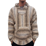 Advbridge Vintage Ethnic Striped Knit Hooded Sweatshirt Men Fall Long Sleeve Big Pocket Hoodies Harajuku Top Pullover Coat Streetwear