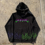 Advbridge Y2K Women's Clothing Full Zipper Sweatshirt Black Red Pullover Long Sleeve Printed Gothic Street Wear Vintage Clothing Oversize