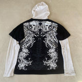 Advbridge Y2k women's clothing hoodies sweatshirt pullover long sleeved round neck retro skull dark high street oversize street tops news