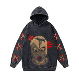 Advbridge Y2K Fashion Autumn and Winter Printed Washed Distressed Pullover Long Sleeve Sweater for Men and Women