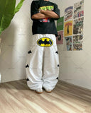 Advbridge Y2K Harajuku Streetwear American Hip-hop Retro Striped Sweatpants Punk Style Letters Anime Print Baggy Straight Wide Leg Pants