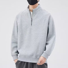 Advbridge Half zipper hoodie men autumn and winter new trend pure color simple loose casual stand collar top coat