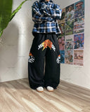 Advbridge Hip-hop Harajuku Retro Trendy Oversized Striped Sweatpants Men Punk Style Letter Baggy Straight Casual Pants Y2K Streetwear