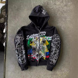 Advbridge Y2k Pullover Long Sleeved Hoodie With Zippered Clothing Vintage Street Rap Trend Dressing High Street Dark Winter Tops 2024