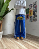 Advbridge Hip-hop Harajuku Retro Trendy Oversized Striped Sweatpants Men Punk Style Letter Baggy Straight Casual Pants Y2K Streetwear