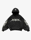 Advbridge Men Street Vintage High Street Hooded Sweatshirt Casual and Comfortable for All Seasons Plus Size Loose Print Y2k Punk Style