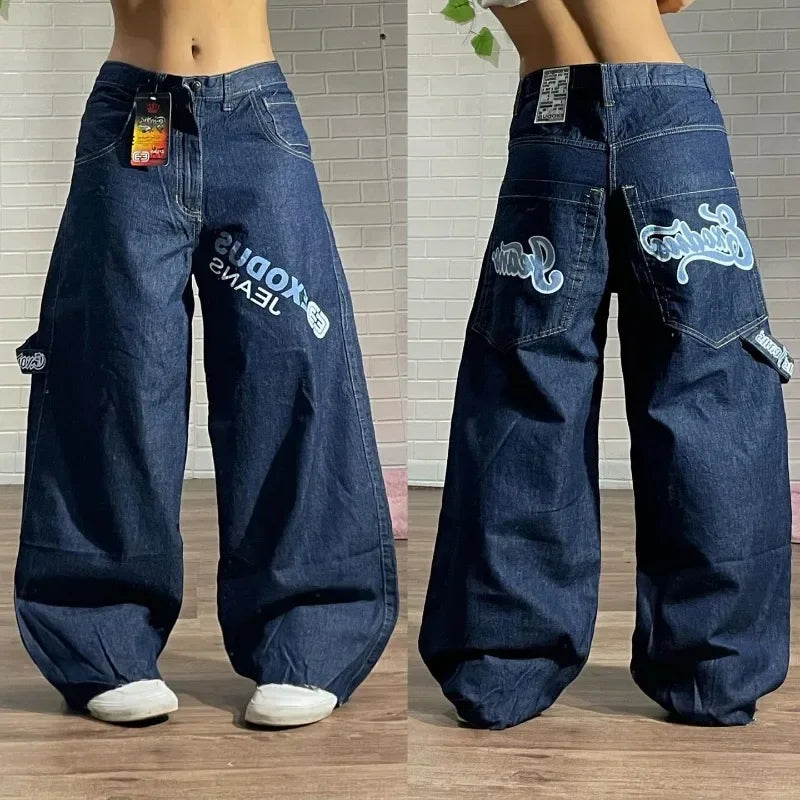 Advbridge 90s Streetwear Y2K Harajuku Fashion Casual Baggy Sub-pattern Printed Jeans Street New Women Casual Gothic High Waist Wide Leg Casual Trousers