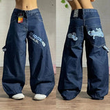 Advbridge 90s Streetwear Y2K Harajuku Fashion Casual Baggy Sub-pattern Printed Jeans Street New Women Casual Gothic High Waist Wide Leg Casual Trousers