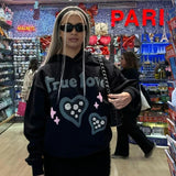 Advbridge Harajuku Hoodies Women Retro Y2k Oversize Zipper Letter Embroidery Sweatshirts Autumn Winter Clothes Women K Pop Clothes Anime