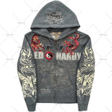 Advbridge Y2K Hoodies Joker Casual Versatile Harajuku Style Zipper Sweatshirt Men Gothic Rock Skull Bones Oversized Hoodie Men Streetwear