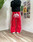 Advbridge Y2K Harajuku Streetwear American Hip-hop Retro Striped Sweatpants Punk Style Letters Anime Print Baggy Straight Wide Leg Pants