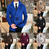 Advbridge Chic Men Woven Lapel Double Row Button Trench Long Sleeve Blazer Jackets Spring Autumn New Slim Business High Quality Suit Coats