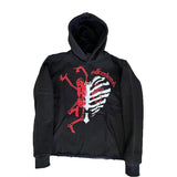 Advbridge Y2k Pullover Long Sleeved Hooded Sweater Casual Pants Set With Skull Pattern Print Oversize Streetwear Hip-Hop Rap Vintage 2024