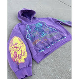 Advbridge 2024 Y2k American High Street Clothing New Cartoon Print Oversized Sweatshirt Women Big Pocket Gothic Punk Loose Pullover Hoodie