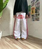 Advbridge Hip-hop Harajuku Retro Trendy Oversized Striped Sweatpants Men Punk Style Letter Baggy Straight Casual Pants Y2K Streetwear