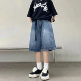 Advbridge Mens Y2k Casual Streetwear Denim Shorts with Belt 2024 Spring Summer New Genderless Sports Simple Solid Color Loose Jeans Unisex