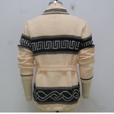 Advbridge Autumn Winter Men Thicken Jacquard Knitted Cardigan Coat Vintage Turndown Collar With Waistband Thick Needle Sweater Streetwear