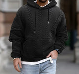 Advbridge Autumn Solid Jacquard Print Hoodie For Men Long sleeved Lace Up Hooded Pullover Casual Loose Oversize Tops Men's Clothing