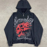 Advbridge Y2k Women's Long Sleeved Hoodie Oversize Streetwear Sweatshirt Dark Hip Hop Punk Pattern Printed Vintage Harajuku Trendy Wear