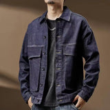 Advbridge Oversize Retro Denim Jacket For Men Spring Autumn Fashion Loose Jeans Top American Vintage Large Pocket Workwear Coat Streetwear