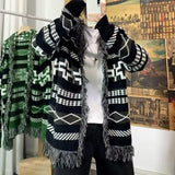 Advbridge Ethnic Style Knitted Cardigan Men Loose Lazy Tassel Sweater Shawl Autumn Winter Hip Hop Couple Knitting Top Coat Streetwear