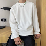 Advbridge Autumn leather pleating solid long sleeve T-shirt men's plate ins soft round innernertrend