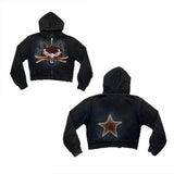 Advbridge Y2k Long Sleeved Pullover Hoodie With Cartoon Print Pattern Tops Streetwear Vintage Hoodie School Outfit Punk High Street Ootd