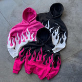 Advbridge Colorful Harajuku Trendy Y2K Streetwear Hip-hop Punk Flame Print Hoodie Men Retro Versatile Casual Oversized Sweatshirt Women