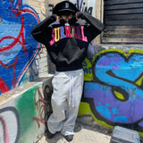 Advbridge European and American High Street Oversized Sweatshirt Harajuku Retro Colorful Letter Print Hoodie Punk Hip-hop Casual Pullover