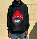 Advbridge American Retro Spoof Pattern Print Oversized Sweatshirt Gothic Punk Harajuku Casual Hoodie Men Hip-hop Trend Brand Streetwear